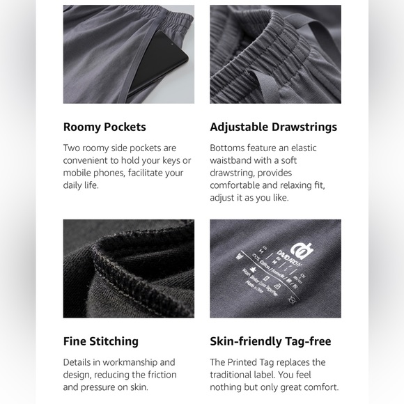 NWT David Archy Men's Long Sleeve Cotton Button-Down Pajamas Set/Navy Blue XL - Picture 9 of 10